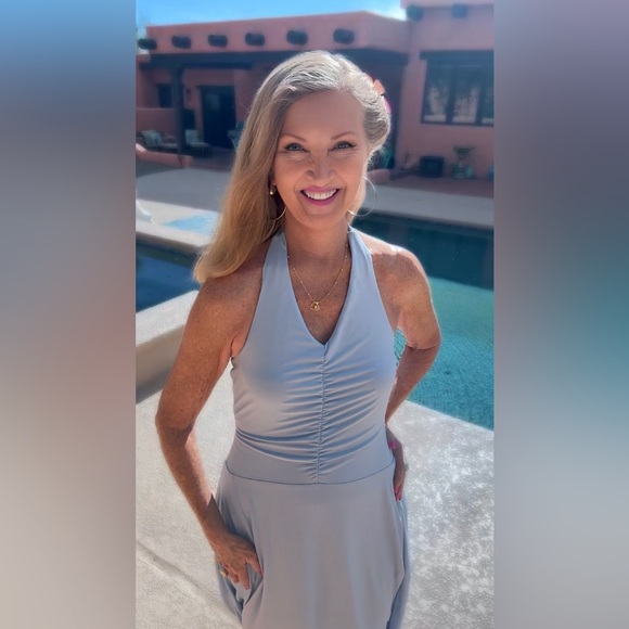 NWT BLUE HALTER MAXI DRESS-S - Picture 11 of 15